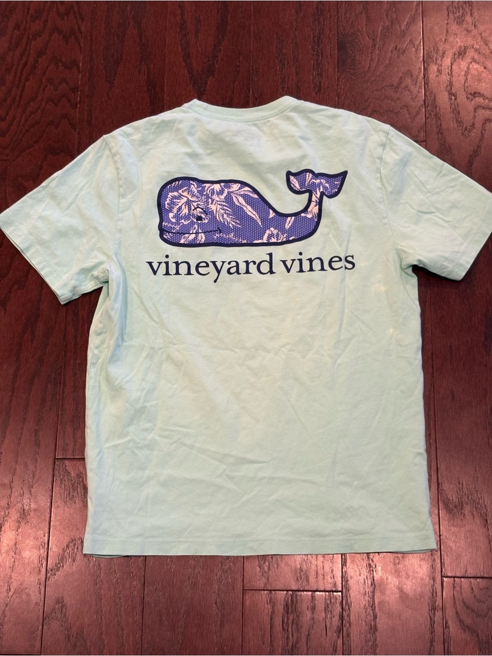 Vineyard Vines Women's Teal Whale Logo Pocket Shirt, Size XS *back bleach stain